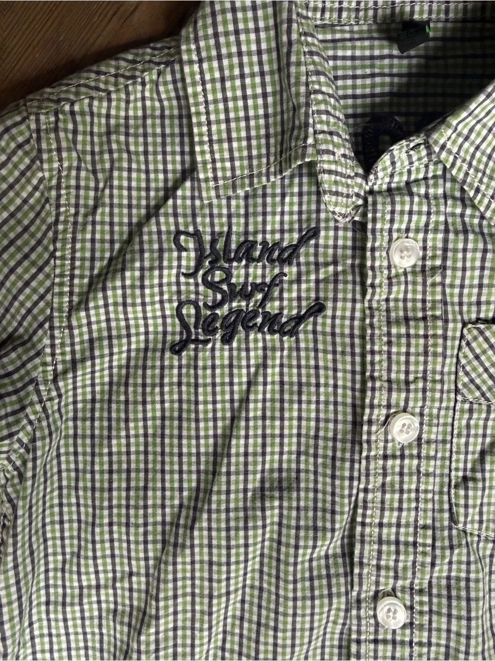 United Colors of Benetton Boys Surf Graphic Plaid Button Down Shirt Size 6-7 Yrs